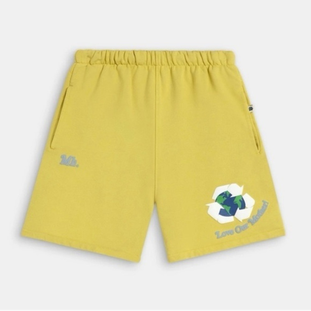 Madhappy - Earth Day Fleece Sweat Shorts Yellow - XS NWT - Picture 1 of 13